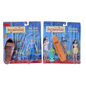 Vintage Disney Pocahontas & John Smith Action Figures Deluxe NIB 1994